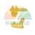 Yellow plastic automotive mounting clips shown from two sides on a white background.