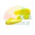 Two yellow plastic protective parts for machinery on a white background.
