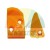 Two orange 3D printed plastic parts with mounting holes on a white background.