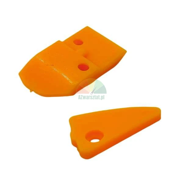Two orange plastic scraper replacement parts.