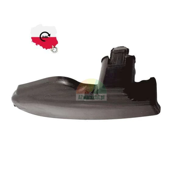Black plastic headlight washer cover or automotive trim component on a white background.