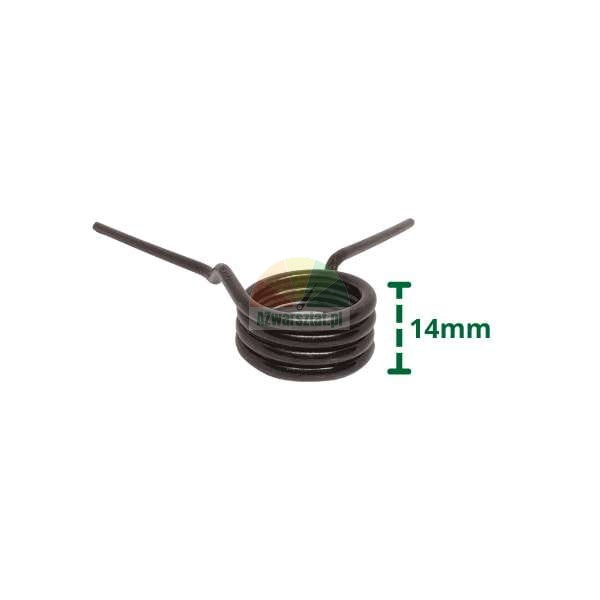 Black torsion spring with 14mm height indicated on white background