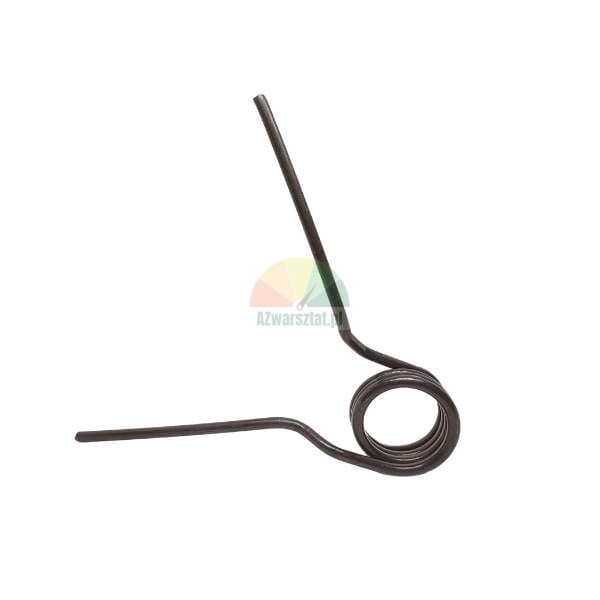 Metal torsion spring with two straight arms on a white background.