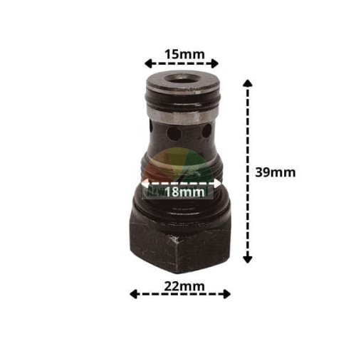 Check valve with dimensions, 18mm thread