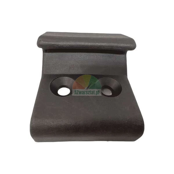 Black plastic mounting bracket with two screw holes and a curved hook part