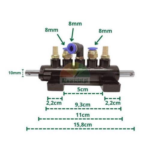 Air distributor for foot pedal type H with dimensions