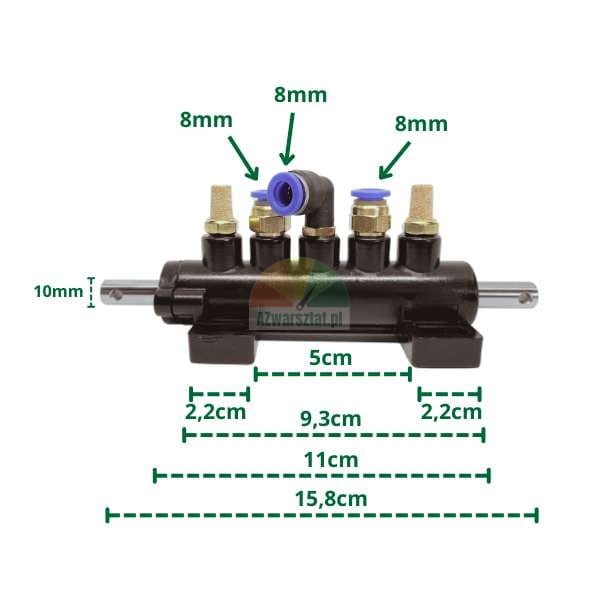 Air distributor for foot pedal type H with dimensions