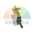 Pneumatic cylinder with brass silencers and fittings on a white background