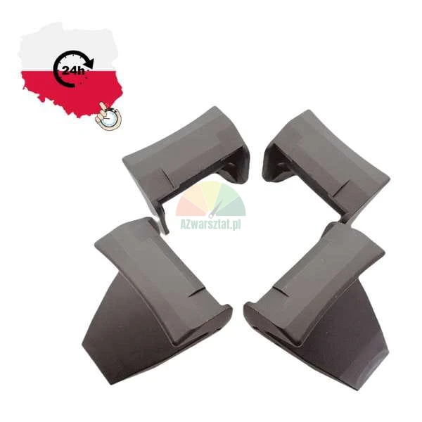 Set of four black plastic mounting elements for car roof racks, shipping from Poland within 24 hours.