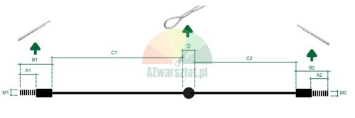 Universal steel cable with eyelet for four-post lift - technical diagram