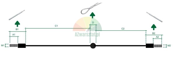 Universal steel cable with eyelet for four-post lift - technical diagram