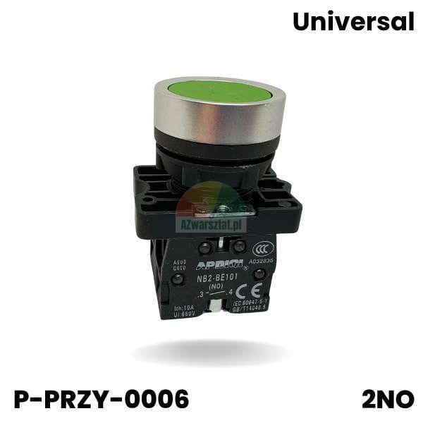 Green lift control push button 2 x NO with metal bezel