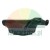 Black glossy ceramic bowl with a stylized bird-head shaped handle on a white background