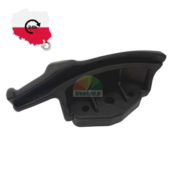 Black plastic sliding door guide bracket for a vehicle on a white background with a 24h delivery icon.