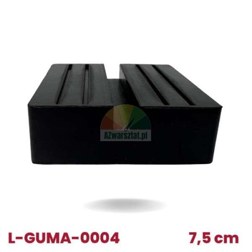 Stable black rubber car jack pad, square 7.5 cm with anti-slip grooves
