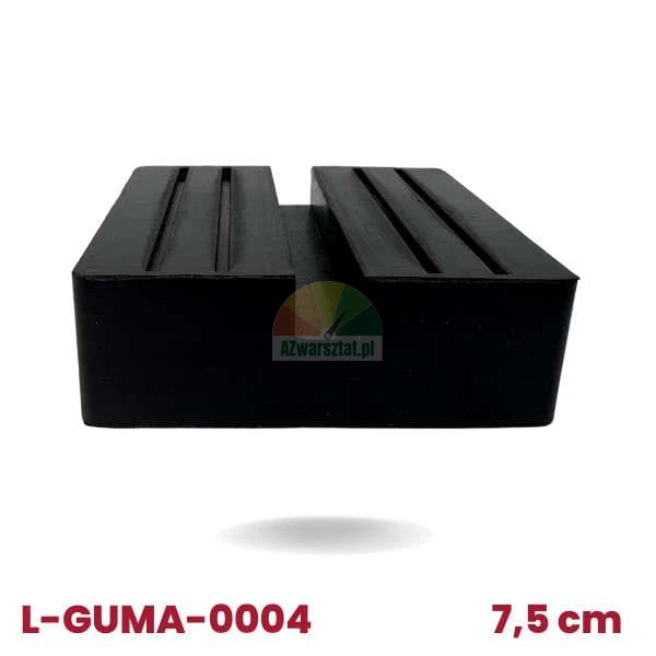 Stable black rubber car jack pad, square 7.5 cm with anti-slip grooves