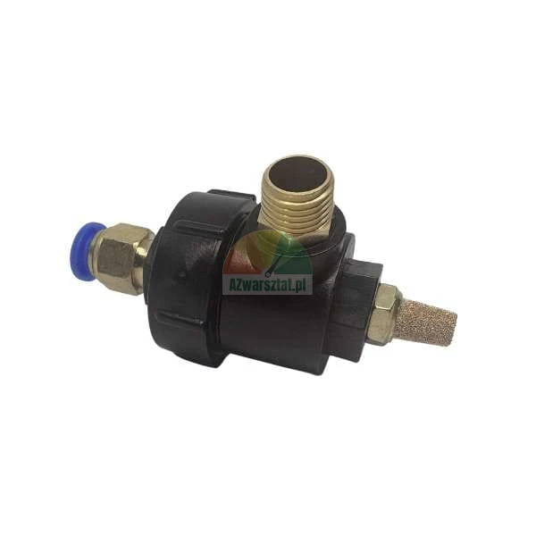 Pneumatic quick exhaust valve with noise silencer and push-in fitting