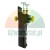 Black welding handle with ergonomic grip, two yellow knobs, and 4mm sockets marked with green arrows.