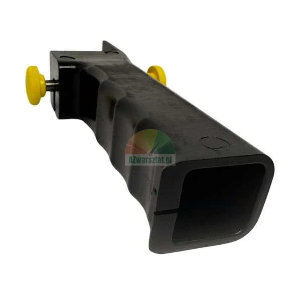 Black plastic mounting handle with two yellow adjustment knobs on a white background.