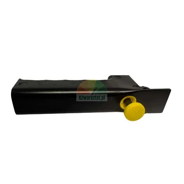 Black metal bracket with a yellow circular knob on the side.