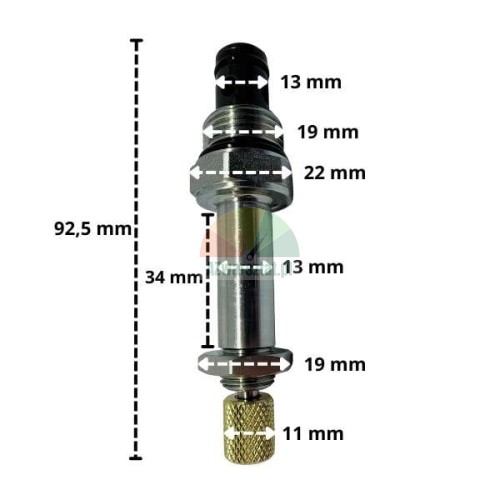 Lowering valve 19mm thread with emergency lowering button and dimensions