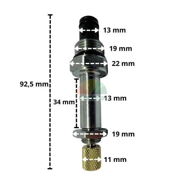 Lowering valve 19mm thread with emergency lowering button and dimensions