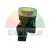 Green control pushbutton with a white arrow in a silver housing on a black base.