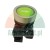 Industrial green push button with a white arrow and silver metal bezel