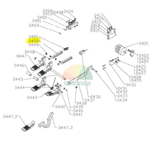Pedal mechanism connector for Evert BP870N, LC890S - technical diagram
