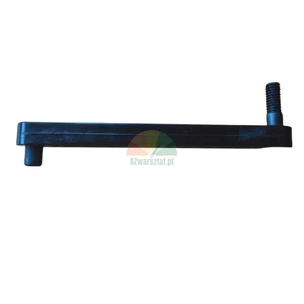 Black metal mounting arm with a threaded bolt and a positioning pin.