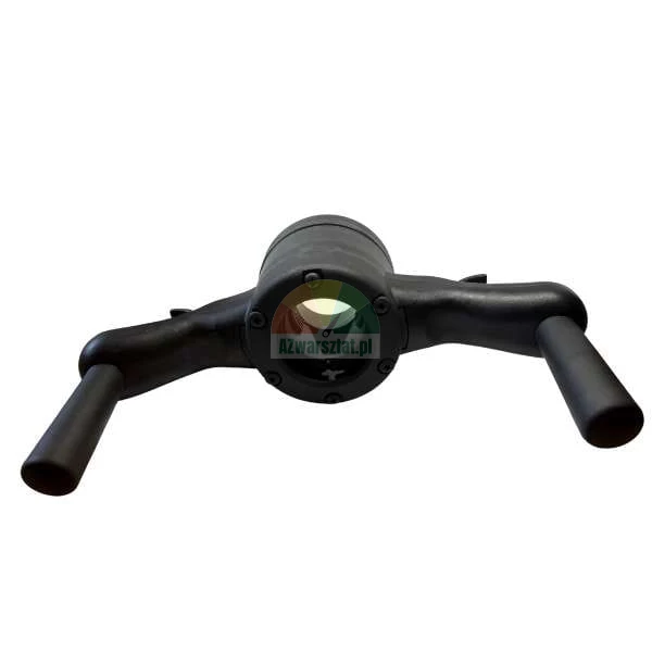 Black double handle training attachment for barbell or cable machine, made of durable material.