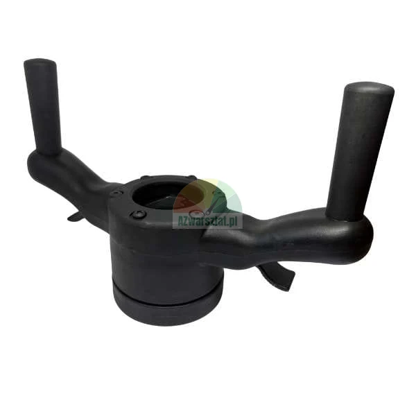 Black industrial dual handle manual crank with central mounting hub.