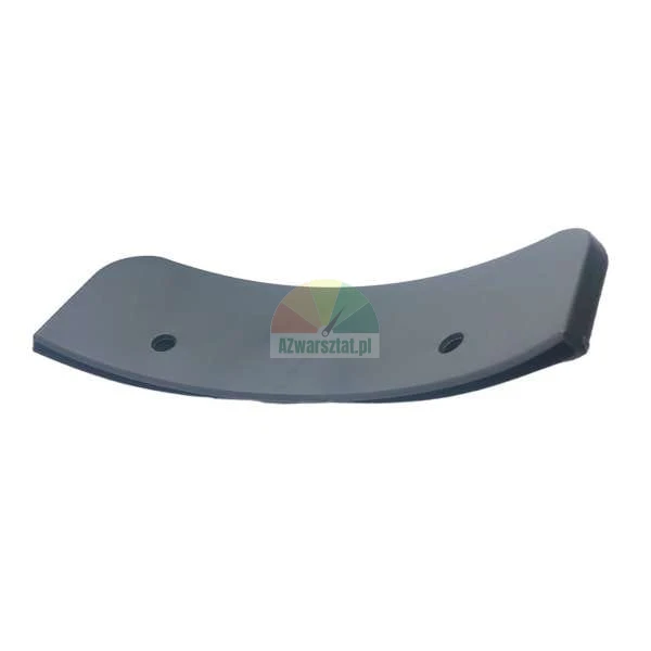 Curved dark gray plate with two mounting holes on a white background.