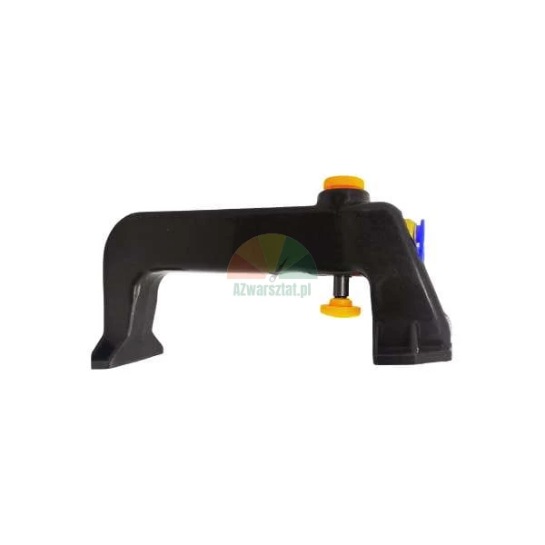 Black industrial lockout handle with yellow adjustment knobs