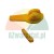 Yellow plastic hinge component with a small securing pin on a white background.