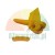 Yellow plastic mounting part and small curved piece on a white background