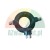 Black metal housing ring with four screw connections on a white background.