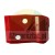Red mounting element with two holes, side view showing a glossy finish.