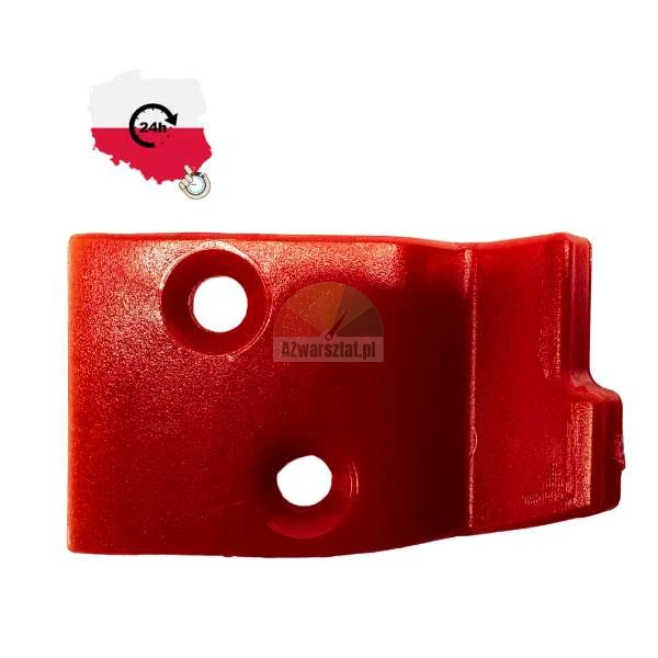 Red plastic industrial element with two mounting holes