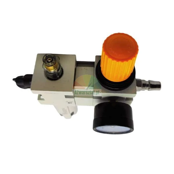Air pressure regulator with gauge and orange adjustment knob
