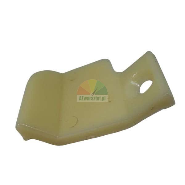 Beige plastic mounting clip with a circular hole
