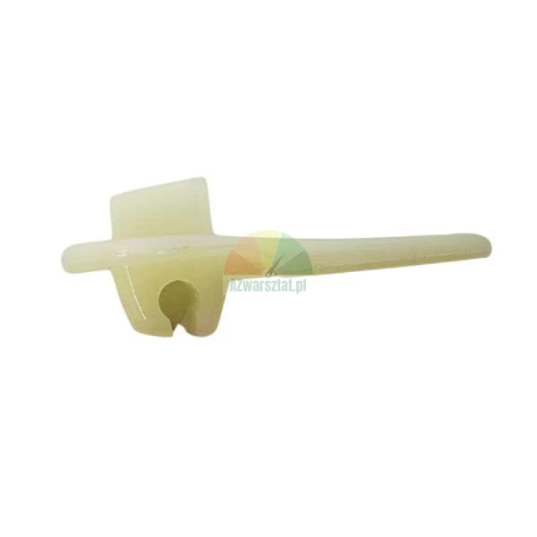 White plastic clip for car hood support rod.