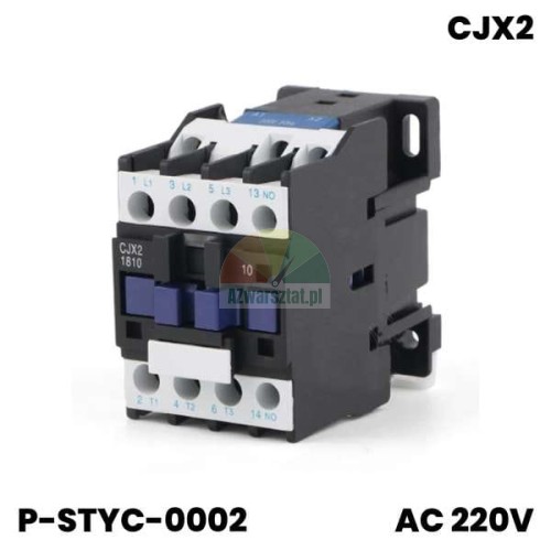 Motor contactor CJX2-1810 220V AC for electric motor control.