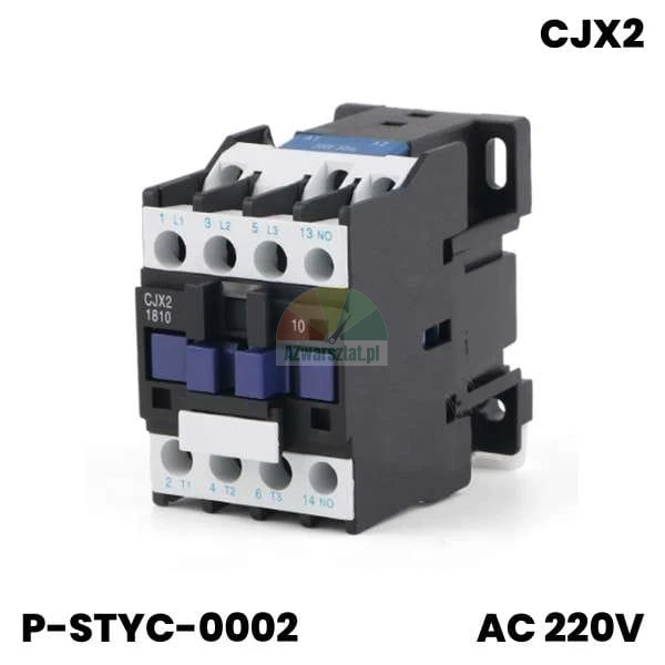 Motor contactor CJX2-1810 220V AC for electric motor control.