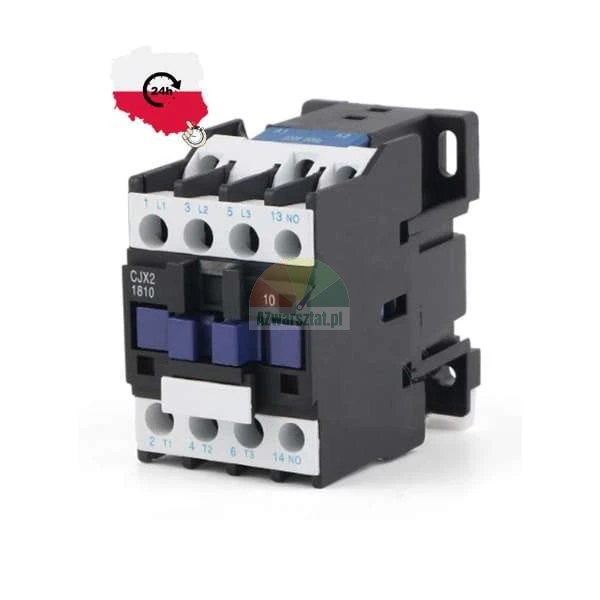 Industrial AC contactor model CJX2-1810 with black housing and white terminals