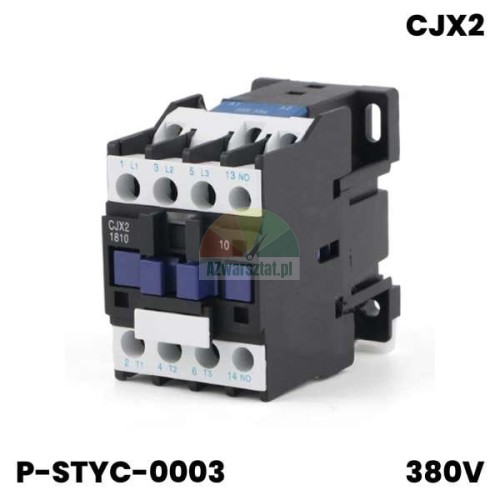 380V motor contactor CJX2 1801, black and white housing with blue buttons.