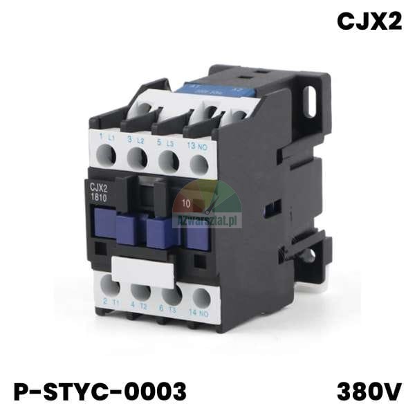 380V motor contactor CJX2 1801, black and white housing with blue buttons.