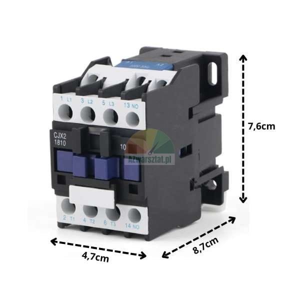 Motor contactor 380V CJX2 1801 with dimensions 4.7 x 8.7 x 7.6 cm