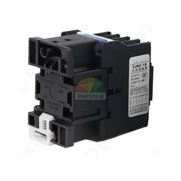 Black CJX2-18 AC contactor, industrial electrical automation component for motor control.