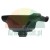 Side view of a black glossy dachshund-shaped object with a mounting socket and two set screws at the bottom.